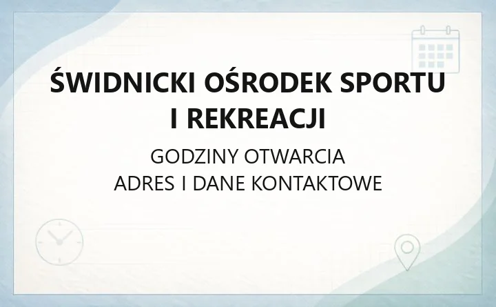 Świdnicki Ośrodek Sportu i Rekreacji - kontakt, obiekty, cenniki i godziny