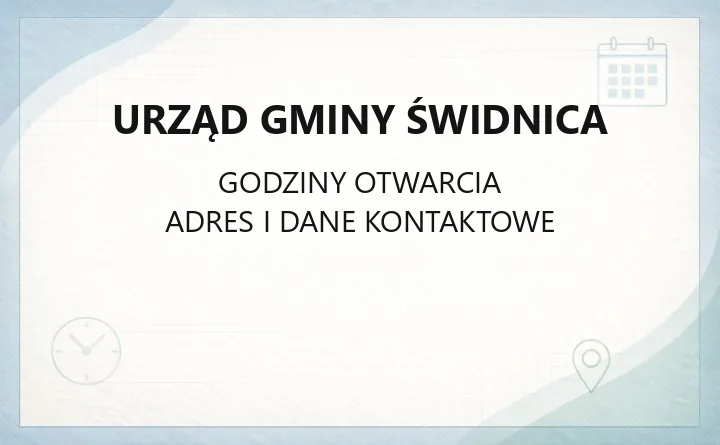 Urząd Gminy Świdnica - kontakt, godziny, wydziały i najważniejsze sprawy