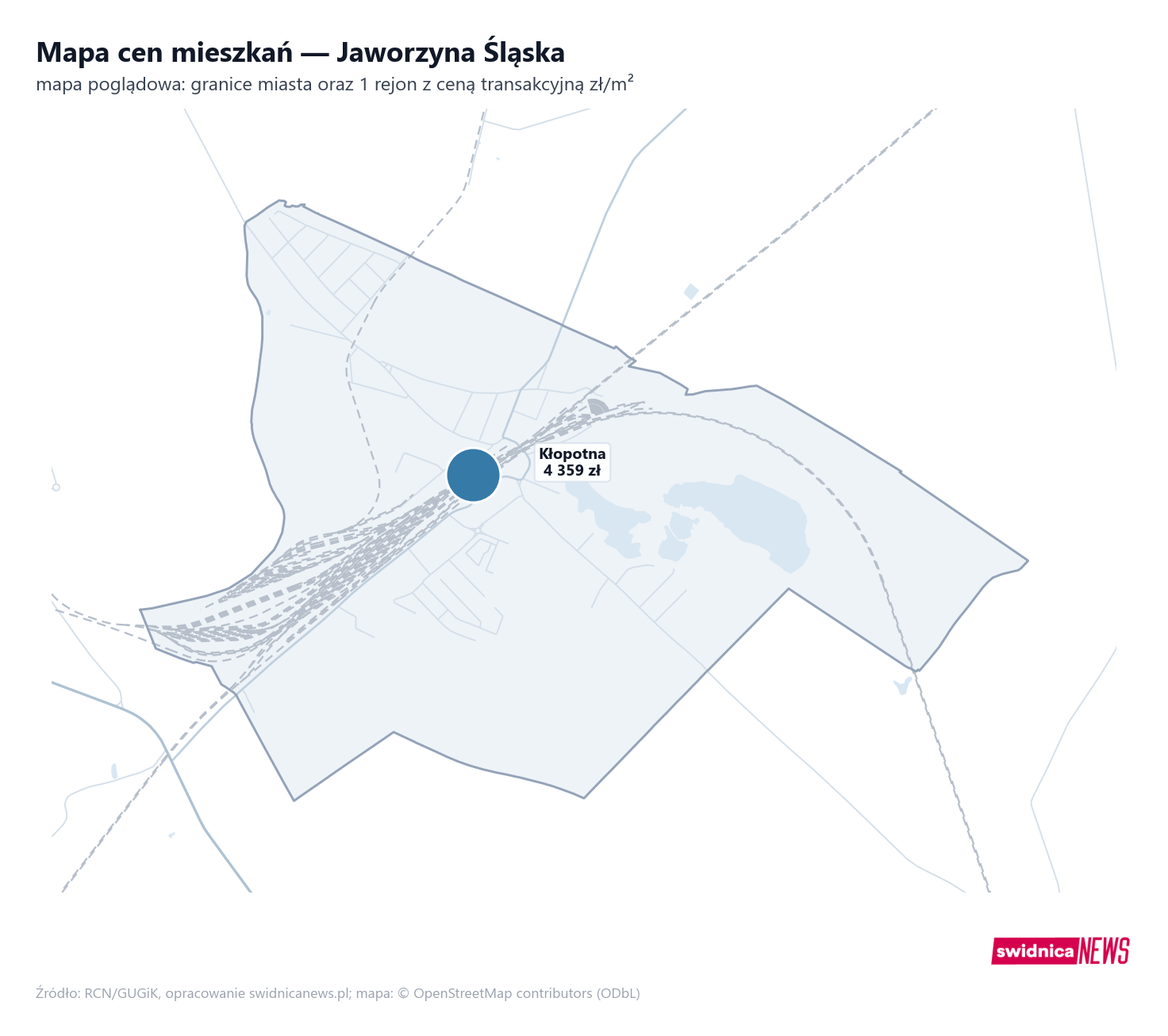 Mapa cen mieszkań - Jaworzyna Śląska