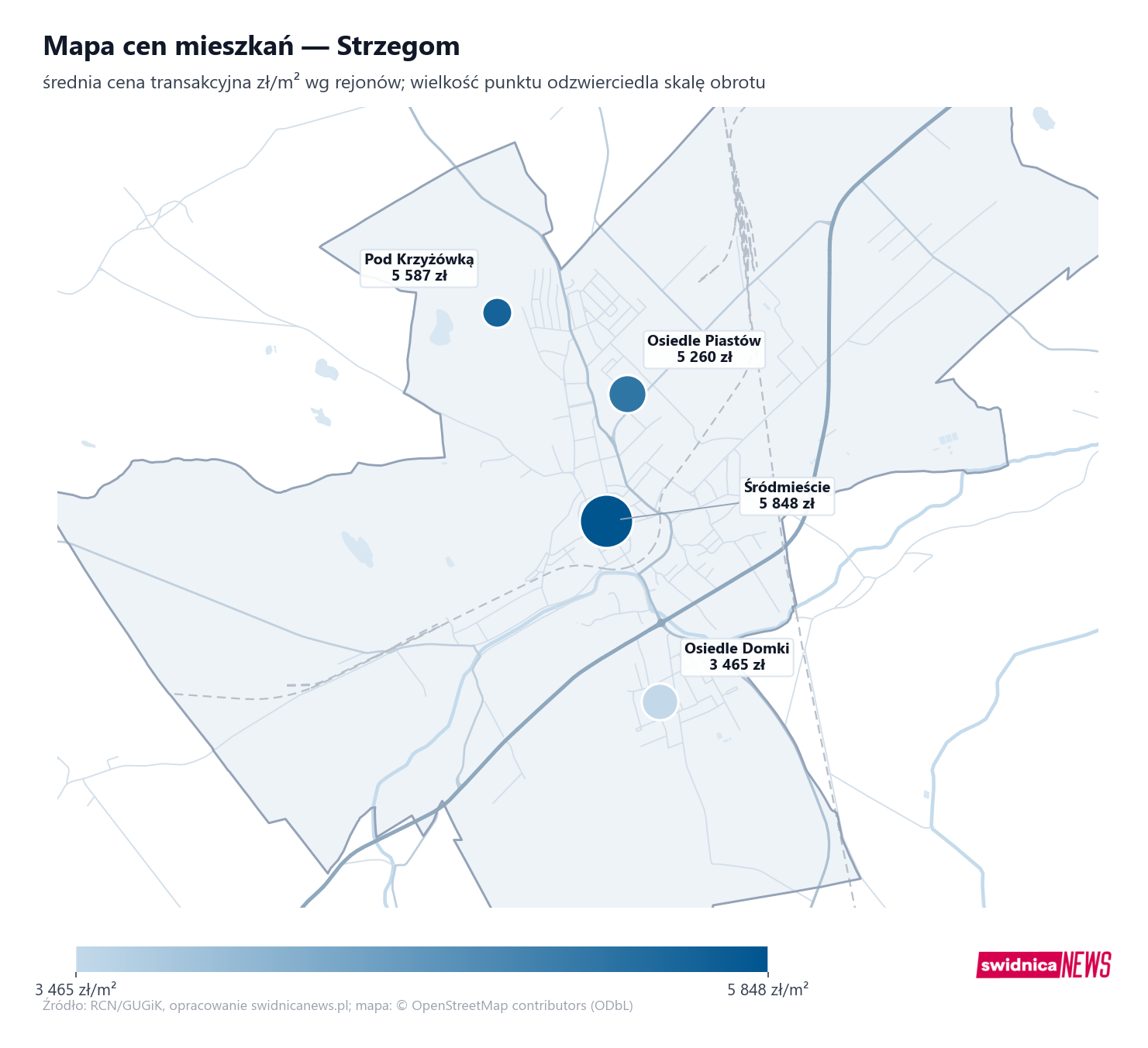 Mapa cen mieszkań - Strzegom