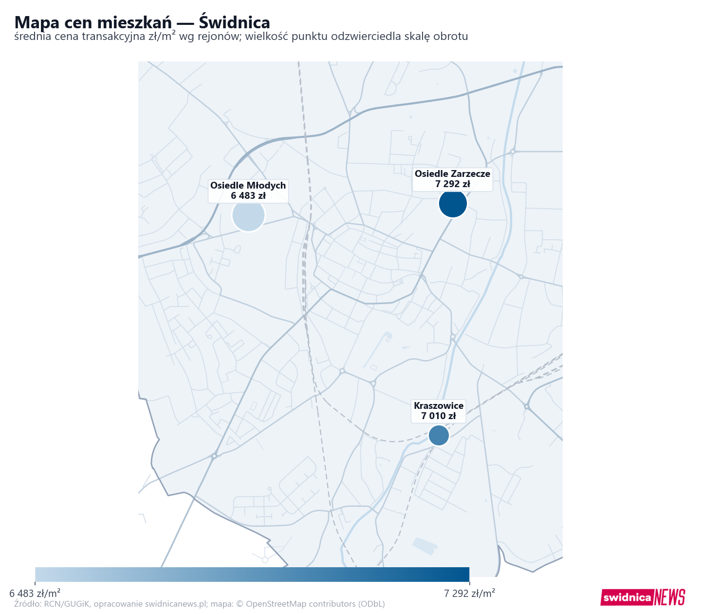 Mapa cen mieszkań - Świdnica