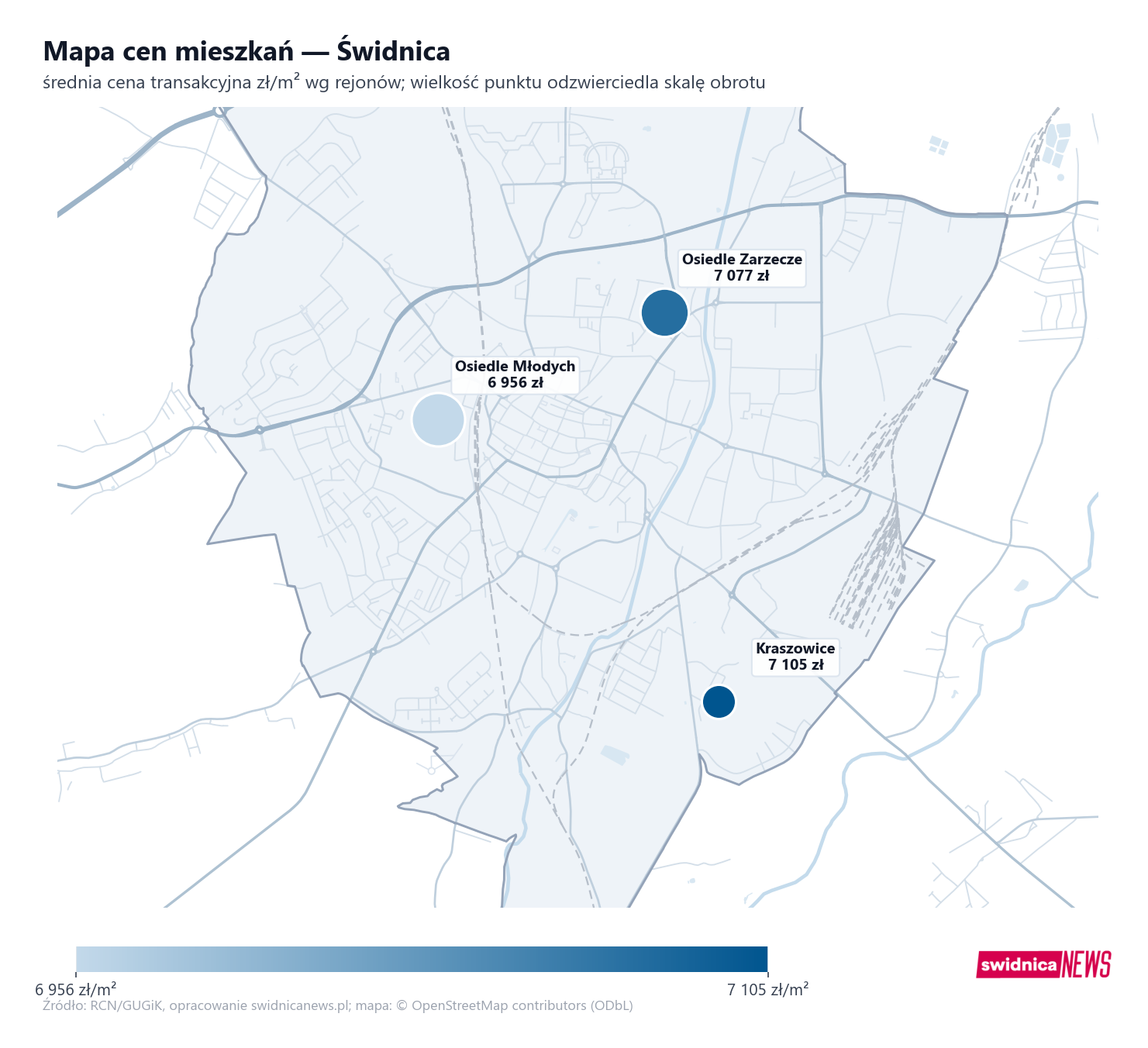 Mapa cen mieszkań - Świdnica