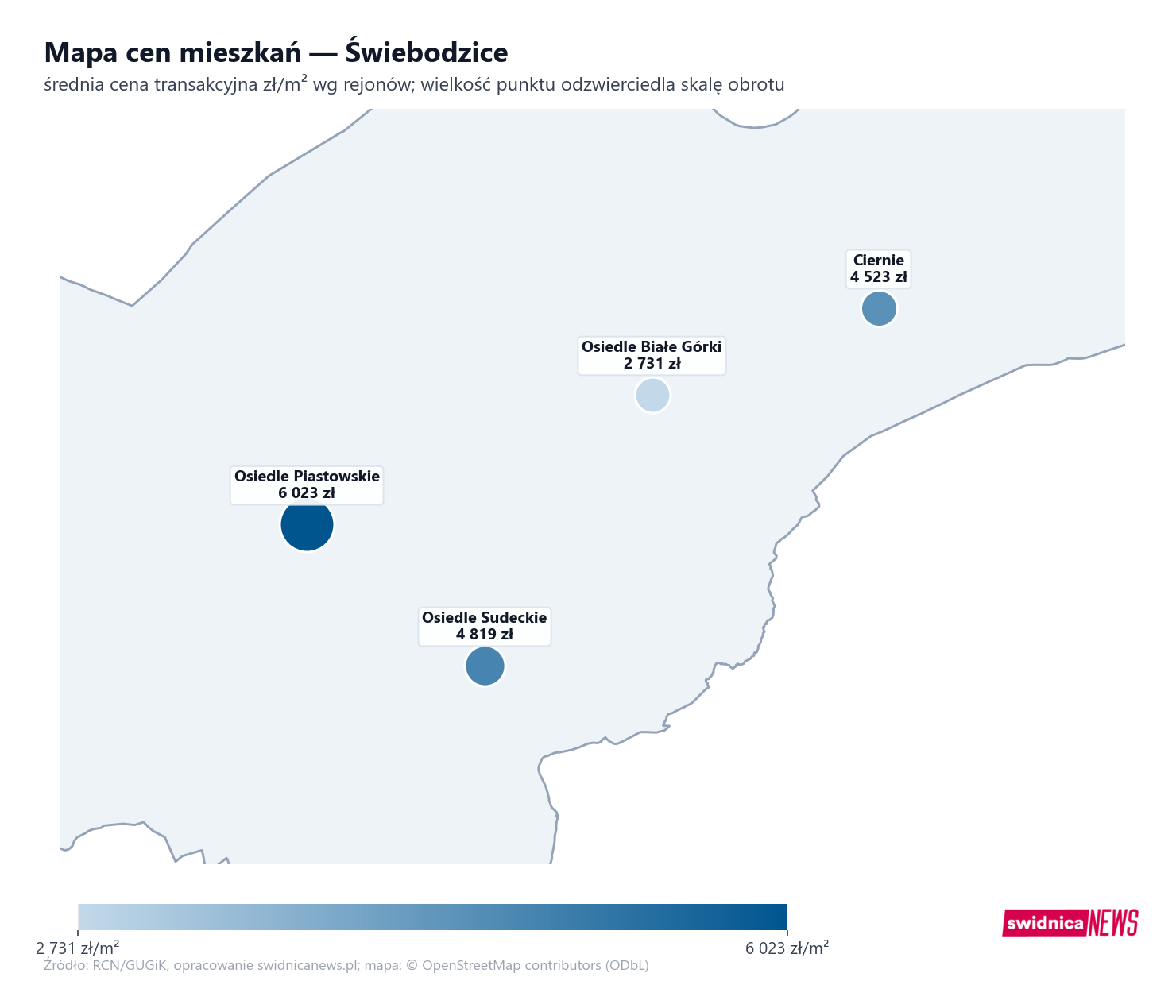 Mapa cen mieszkań - Świebodzice