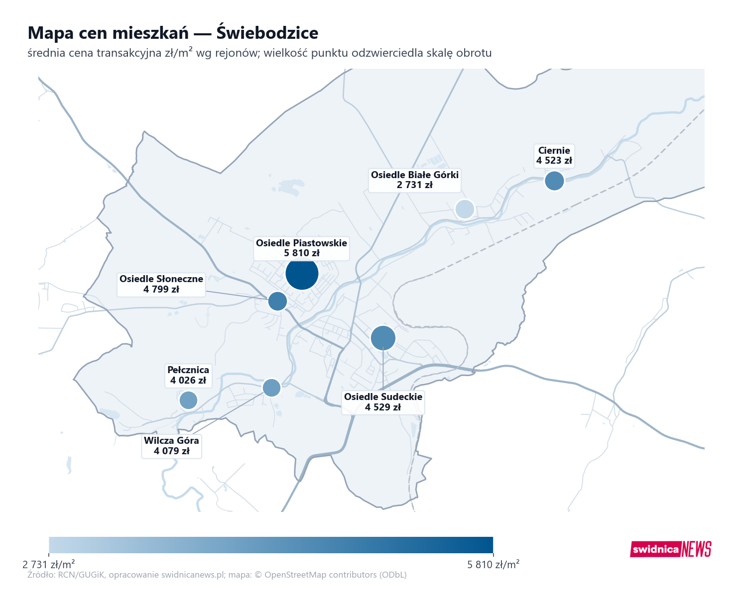 Mapa cen mieszkań - Świebodzice