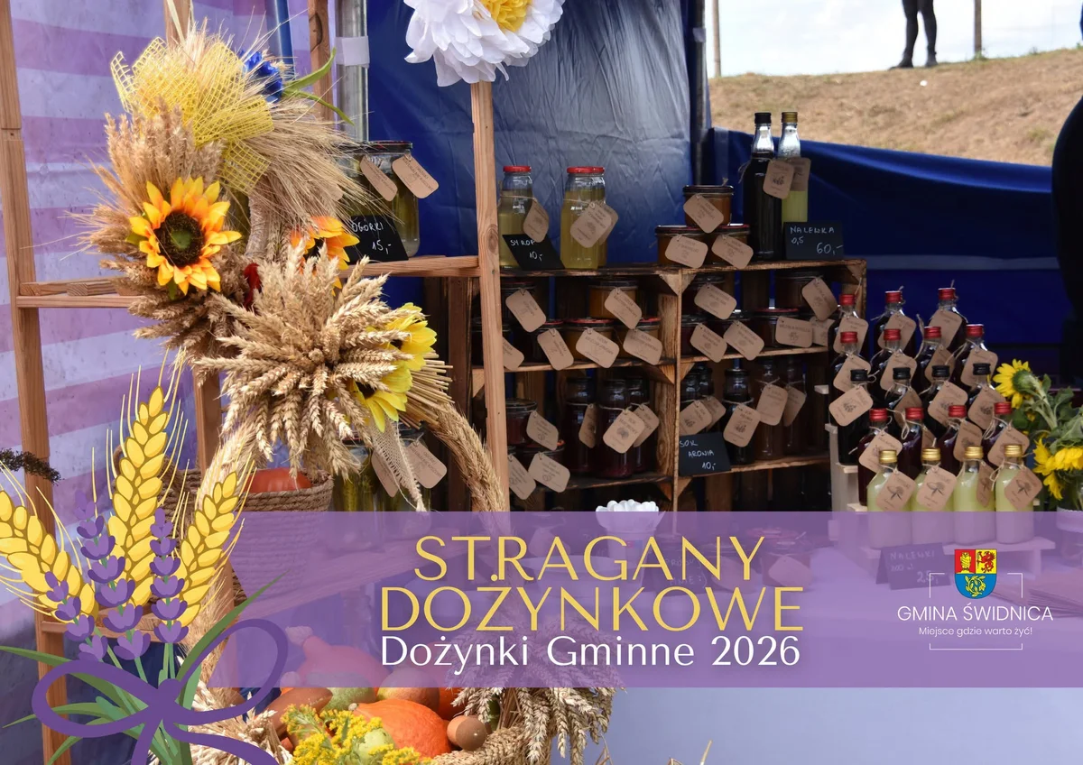 Grafika promocyjna wydarzenia Dożynki Gminne 2026 – konkurs „Najpiękniejszy Stragan Dożynkowy”