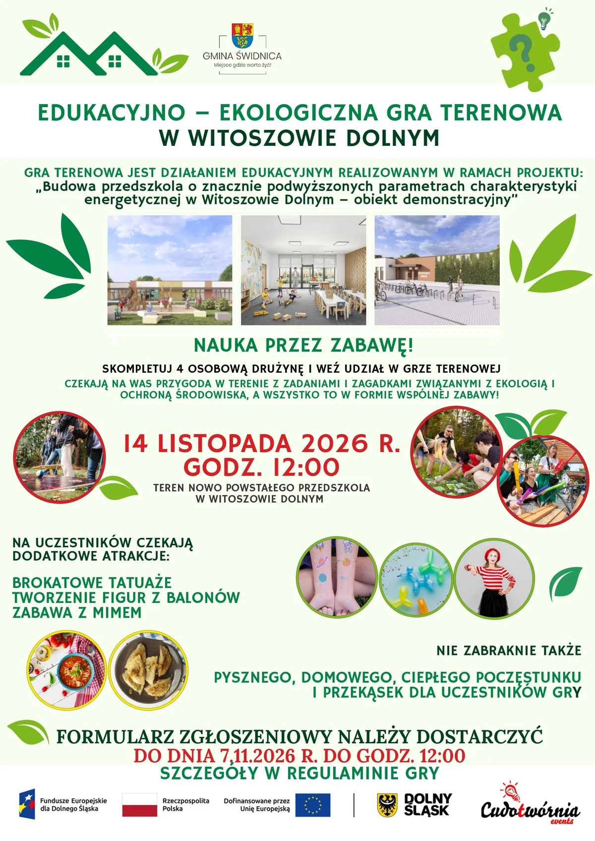 Grafika promocyjna wydarzenia Edukacyjno-ekologiczna gra terenowa w Witoszowie Dolnym