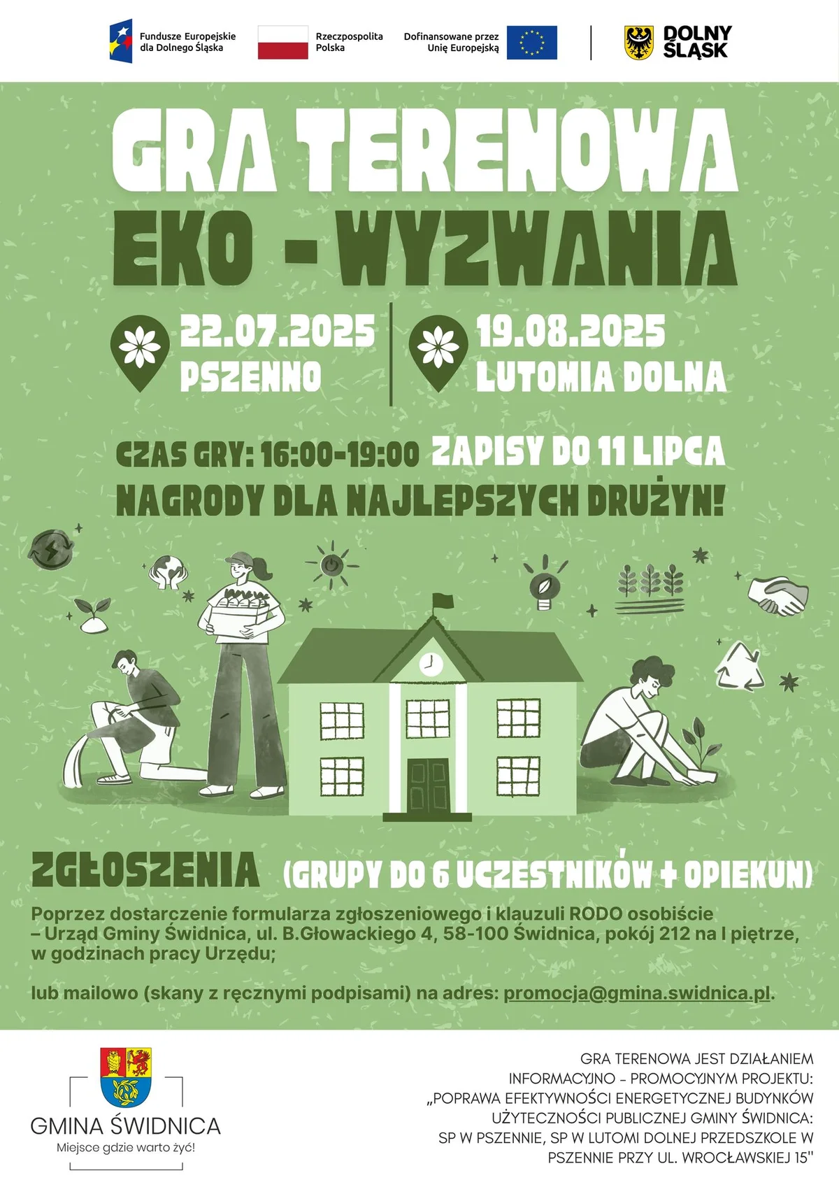 Grafika promocyjna wydarzenia Ekologiczna gra terenowa dla mieszkańców Gminy Świdnica