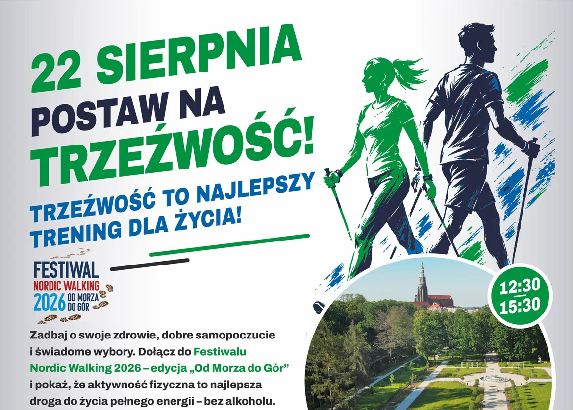Grafika promocyjna wydarzenia Festiwal Nordic Walking 2026 „Od Morza do Gór”