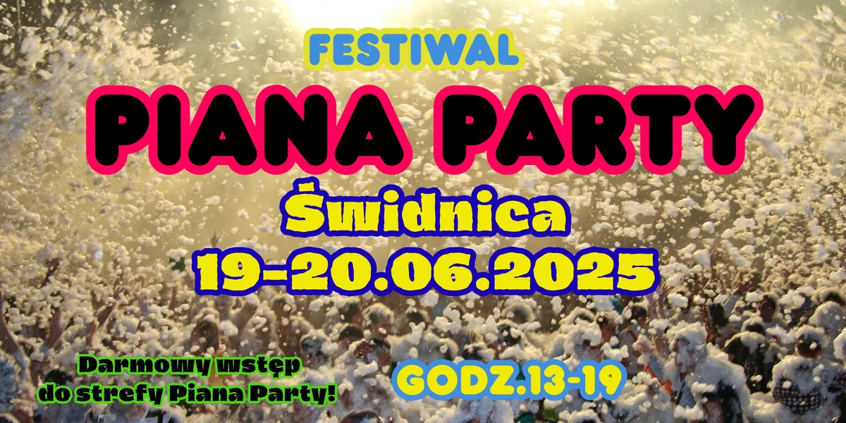 Grafika promocyjna wydarzenia Festiwal Piana Party w Świdnicy nad Zalewem Witoszówka