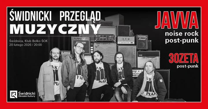 Grafika promocyjna wydarzenia JAVVA + 30ZETA — noise rock i post-punk w Klubie Bolko (Świdnica)