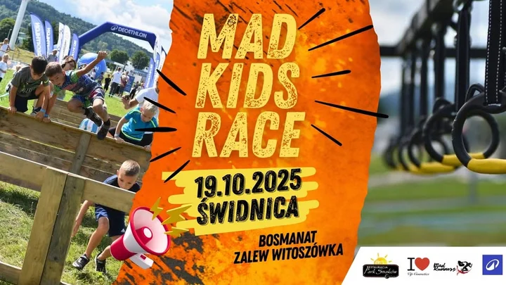 Obrazek przedstawia grafikę promocyjną wydarzenia Bieg z przeszkodami dla dzieci w Świdnicy – 19 października 2025