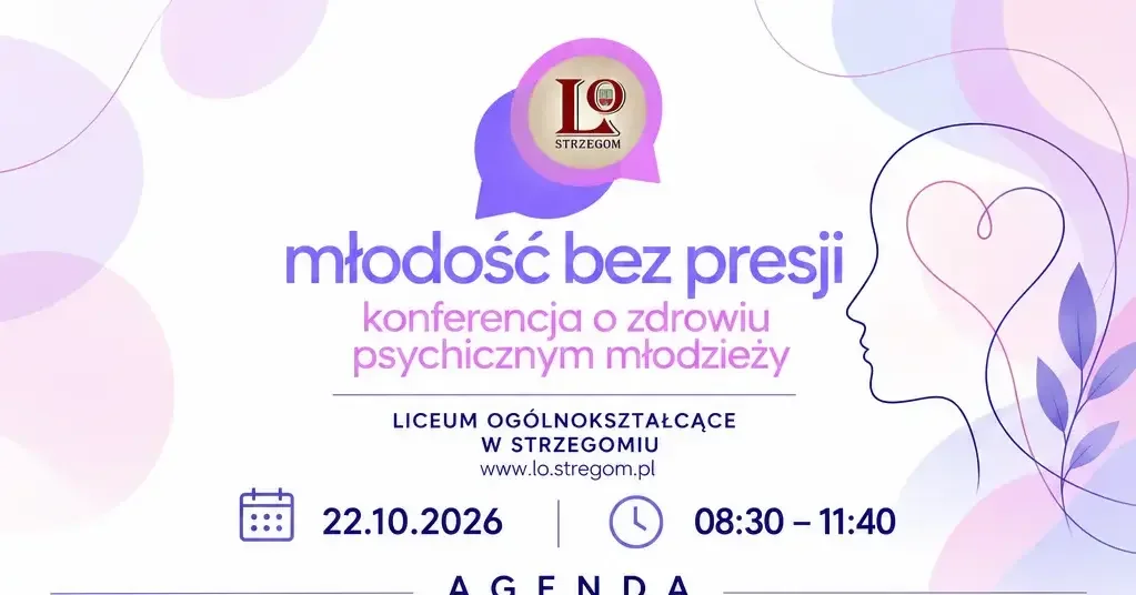 Grafika promocyjna wydarzenia Młodość bez presji – konferencja o zdrowiu psychicznym młodzieży