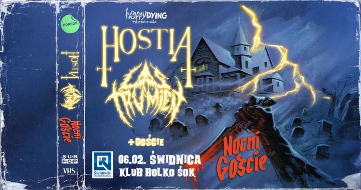 Obrazek przedstawia grafikę promocyjną wydarzenia Koncert: Hostia i Las Trumien w Świdnicy