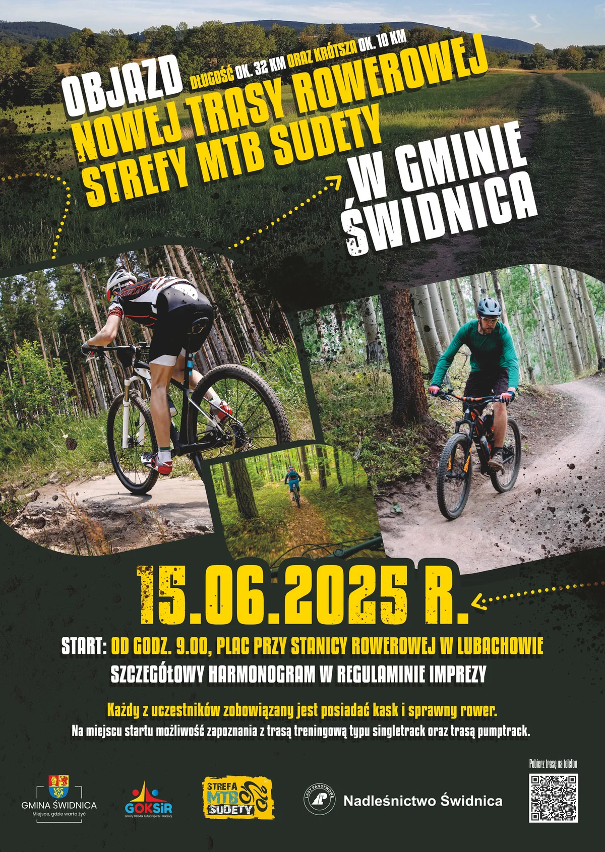 Grafika promocyjna wydarzenia Oficjalny objazd nowej trasy MTB w Gminie Świdnica