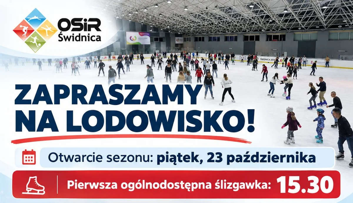 Grafika promocyjna wydarzenia Otwarcie sezonu na lodowisku ŚOSiR w Świdnicy