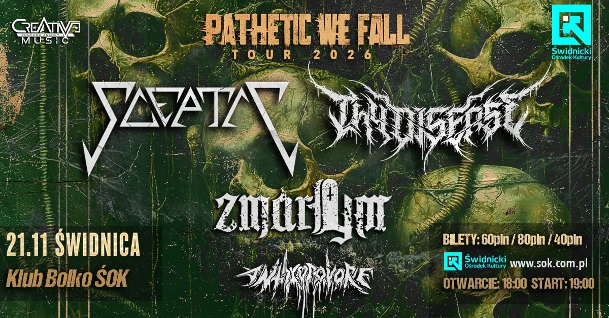 Grafika promocyjna wydarzenia PATHETIC WE FALL TOUR 2026 w Świdnicy