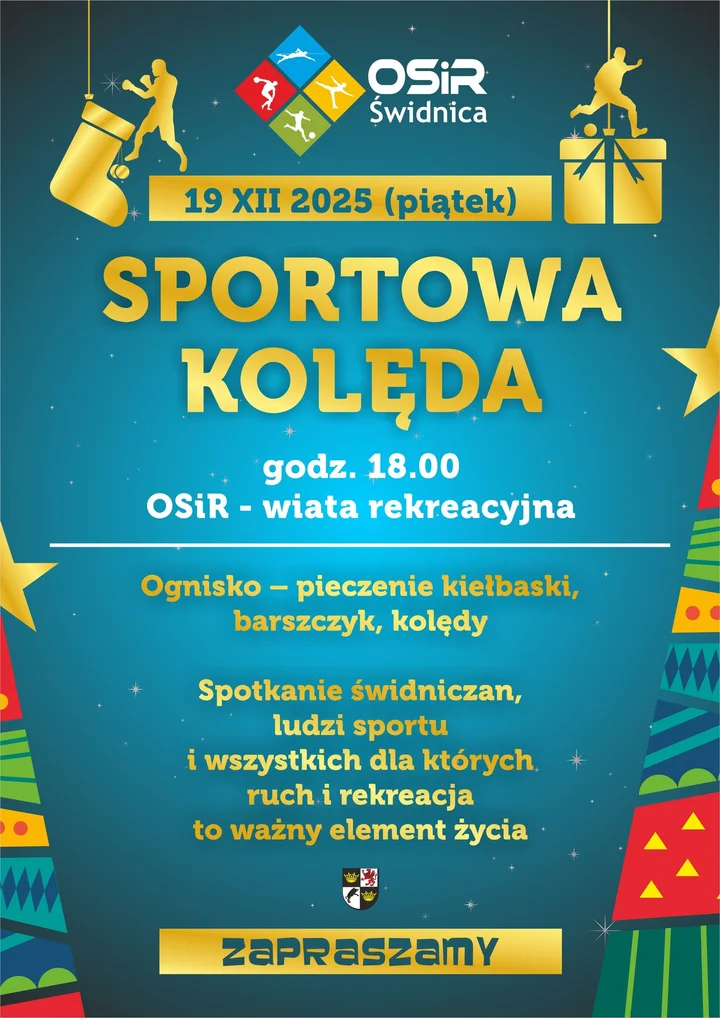 Grafika promocyjna wydarzenia Sportowa Kolęda — świąteczne spotkanie środowisk sportowych w Świdnicy