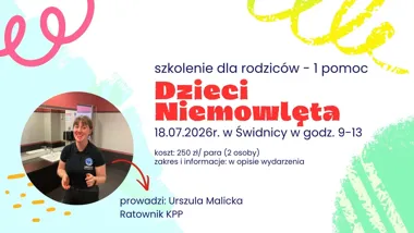 Grafika promocyjna wydarzenia 1 Pomoc dla rodziców w Świdnicy – pierwsza pomoc dla dzieci i niemowląt