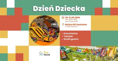 Grafika promocyjna wydarzenia Dzień Dziecka na Zawiszowie w Świdnicy – nowa lokalizacja i rodzinne atrakcje