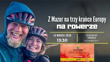 Grafika promocyjna wydarzenia Festiwal Kolumby – Świdnica: Loverowi — Z Mazur na trzy krańce Europy