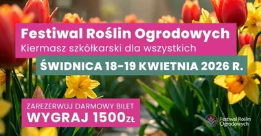 Grafika promocyjna wydarzenia Festiwal Roślin Ogrodowych – Świdnica 2026: wielki kiermasz szkółkarski w OSiR