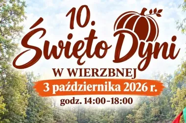 Grafika promocyjna wydarzenia Jubileuszowe 10. Święto Dyni w Wierzbnej