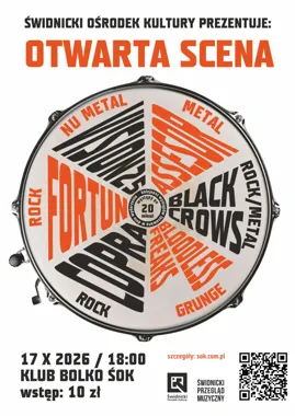 Grafika promocyjna wydarzenia Metal, rock i grunge na Otwartej Scenie ŚOK w Świdnicy