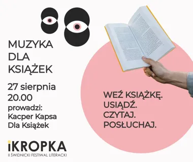 Grafika promocyjna wydarzenia Muzyka dla Książek – reading party