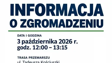 Grafika promocyjna wydarzenia Pochód rocznicowy absolwentów liceum w Strzegomiu