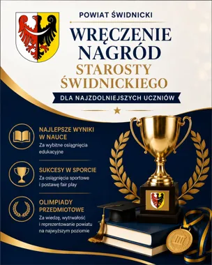 Grafika promocyjna wydarzenia Wręczenie nagród Starosty Świdnickiego dla najzdolniejszych uczniów