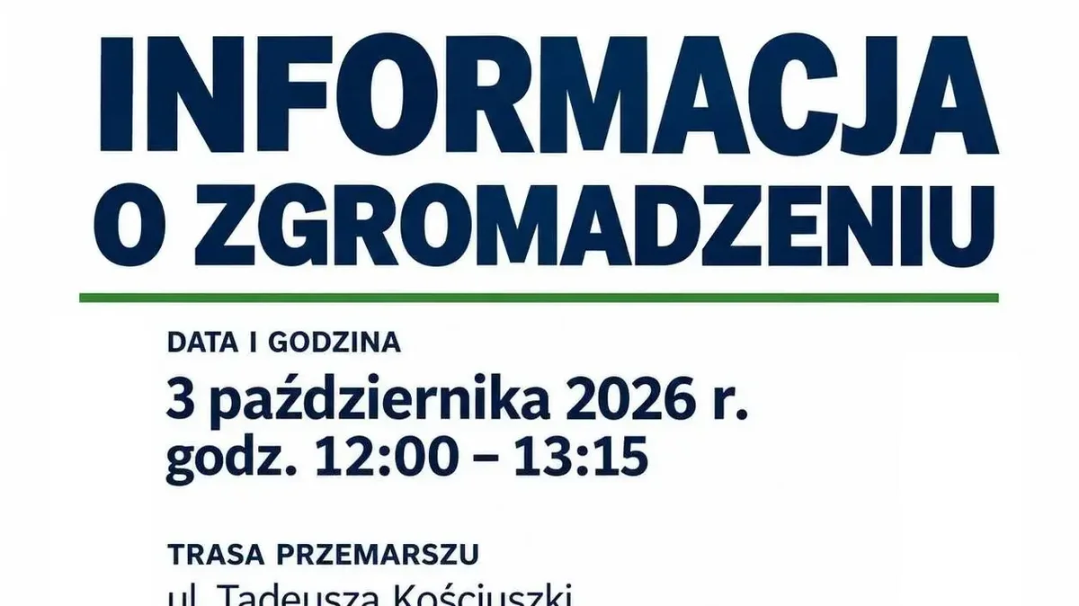 Grafika promocyjna wydarzenia Pochód rocznicowy absolwentów liceum w Strzegomiu