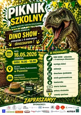 Dinozaur i szkolny piknik. W Pszennie zapowiada się głośne popołudnie