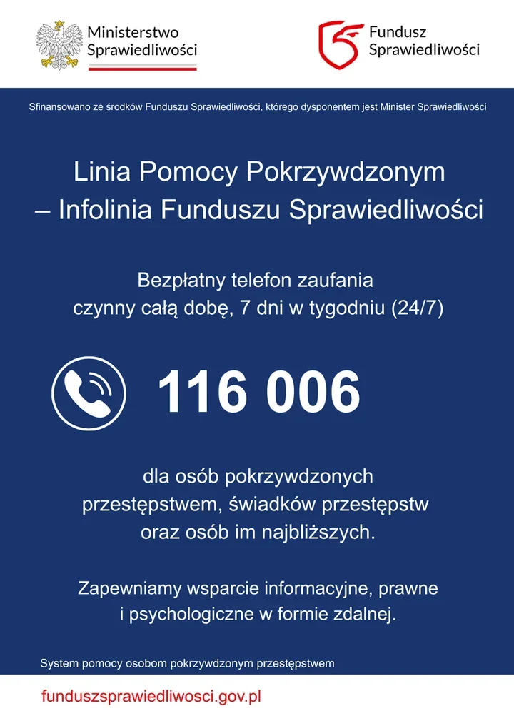Całodobowa pomoc dla pokrzywdzonych - działa także poza Polską