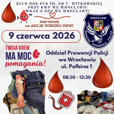 W Oddziale Prewencji Policji we Wrocławiu ruszy pobór krwi dla każdego chętnego