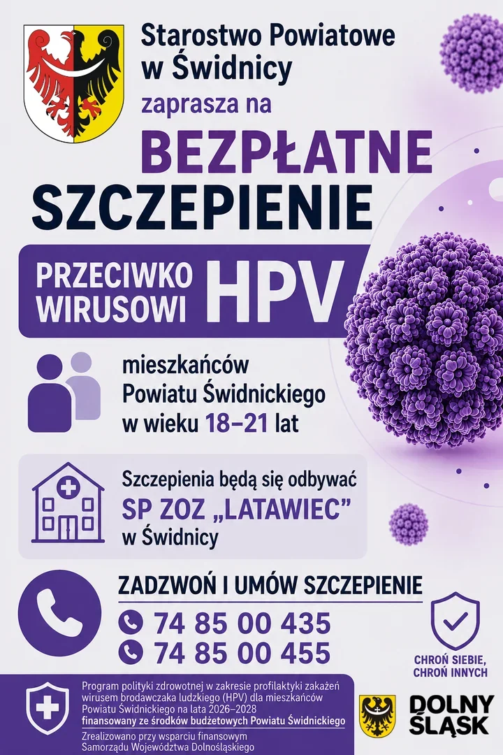 Bezpłatne szczepienia przeciw HPV w Świdnicy dla osób od 18 do 21 lat