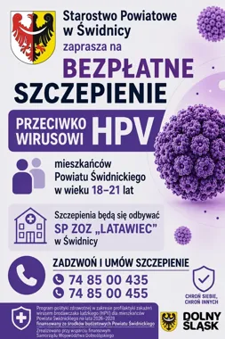 Bezpłatne szczepienia przeciw HPV w Świdnicy dla osób od 18 do 21 lat